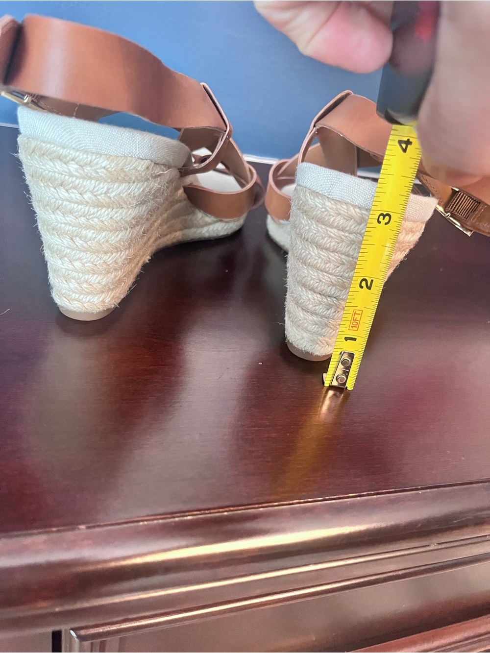 COLE HAAN Women's Crystal Honey Leather Espadrille Wedge Sandals NWOT - Picture 5 of 12